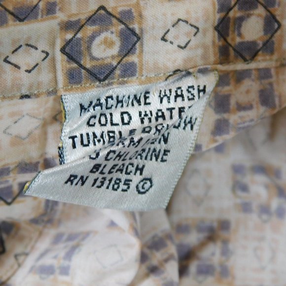 Burma Bibas Shirt Men Size L Beige Short Sleeve Point Collar Casual Button Up - Picture 9 of 10